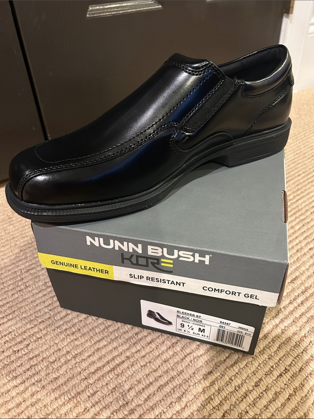 Nunn Bush Kore Black Slip-On Leather Loafers